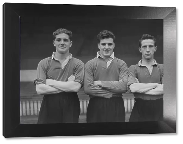 Manchester United players Ian Greaves, Geoff Bent and Dennis Viollet