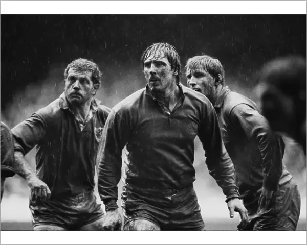 Phil Davies and Nigel Carr at a muddy Arms Park - 1987 Five Nations