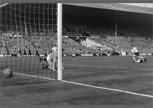 Johnny Hayes scores Englands sixth goal against Scotland in the 1961 Home Nations Championship