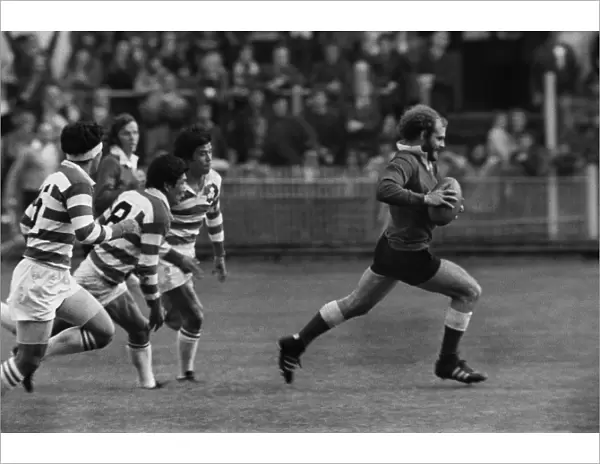 John Taylor on the way to scoring against Japan in 1973