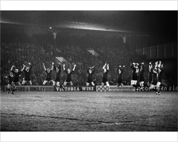 The All Blacks perform the first ever Haka under floodlights in Britain as they prepare to take on the Midlands in 1983