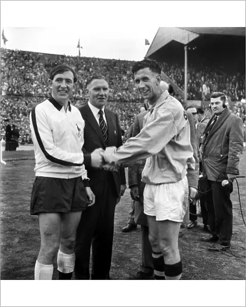 The two captains shake hands at the 1962 FA Cup Final
