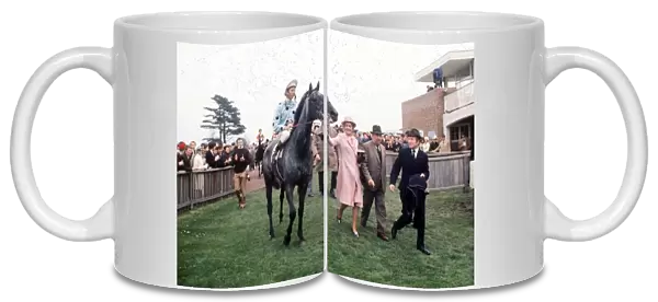 Lester Piggott on the Humble Duty after winning the 1970 1000 Guineas Stakes