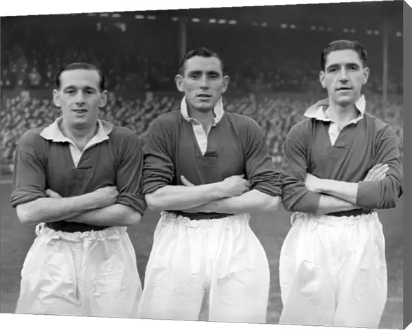 Exeter City players Denis Hutchings, Peader Peter Fallon, and Richard Smart in 1950