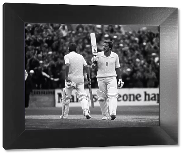 Ian Botham reaches his century during the 5th Test of the 1981 Ashes