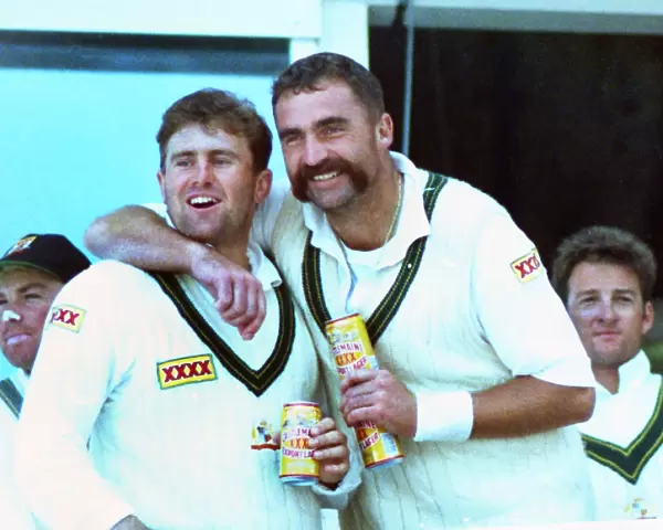 Mark Taylor & Merv Hughes celebrate winning the 1993 Ashes