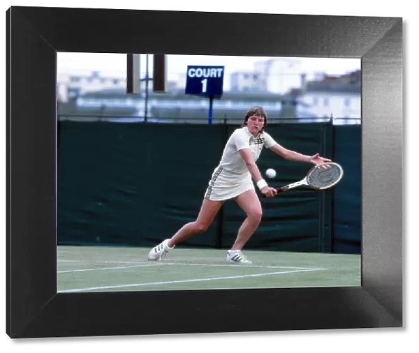 Tennis - Wimbledon Championships 1981. Anne Hobbs (GBR) plays a backhand