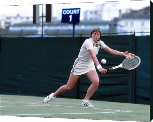 Tennis - Wimbledon Championships 1981. Anne Hobbs (GBR) plays a backhand