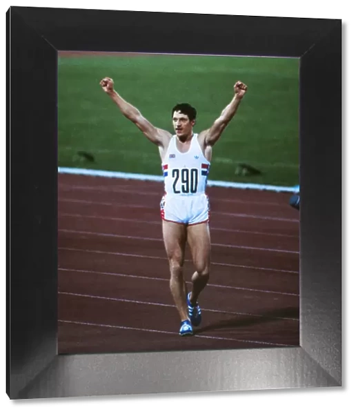 Allan Wells celebrates winning 100m gold at the 1980 Moscow Olympics
