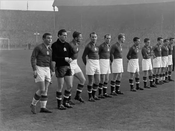 The Magical Magyars line up at Wembley before sensationally defeating England 6-3 in 1953