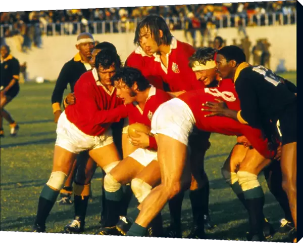 The British Lions forwards drive the ball against the Leopards in 1974