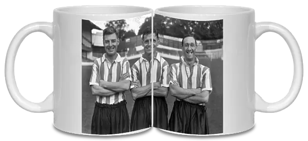 Southampton players Ted Bates, Bernard Bryn Elliott and Charles Purves in 1952