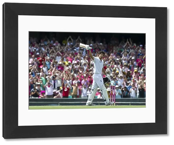 Alastair Cook celebrates his century at the SCG during the 2010  /  11 Ashes