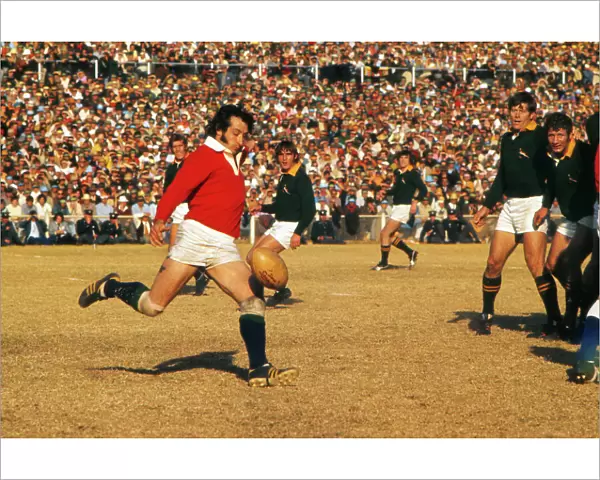 Gareth Edwards punts ahead for the Lions against South Africa in 1974