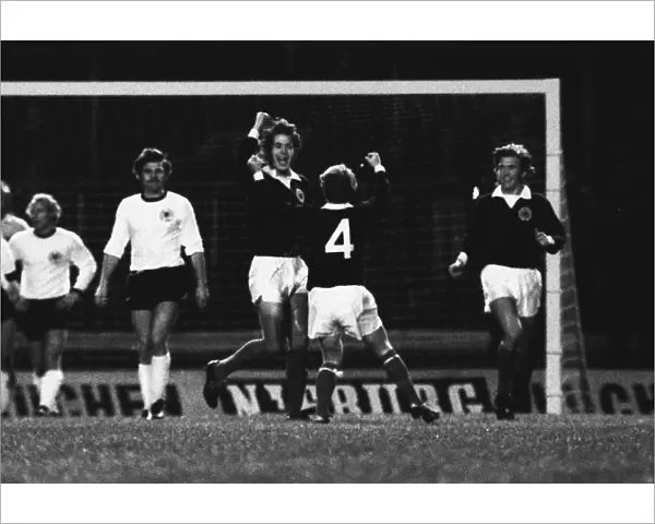 Jim Holton celebrates scoring against West Germany in 1973