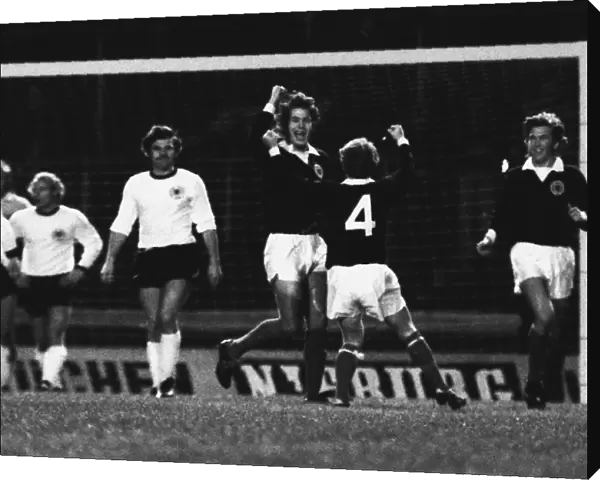 Jim Holton celebrates scoring against West Germany in 1973