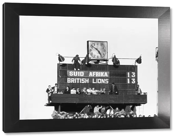 The scoreboard during the final test between South Africa & the British Lions in 1974