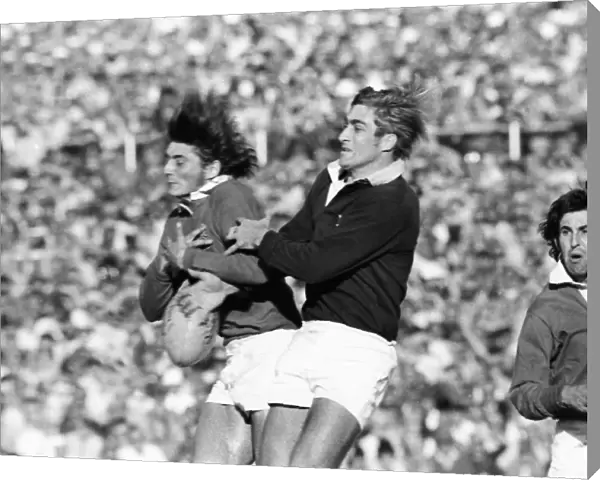 Andy Irvine competes for the ball in the final test between the Lions and South Africa in 1974