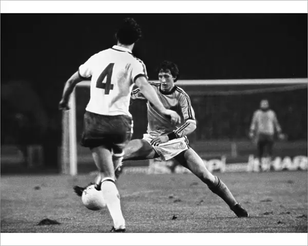 Johan Cruyff takes on England in 1977