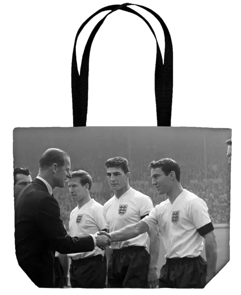 Jimmy Greaves shakes Prince Phillips hand at Wembley in 1961
