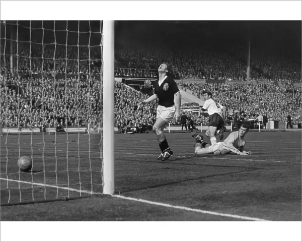 Jimmy Greaves completes his hat-trick against Scotland in 1961