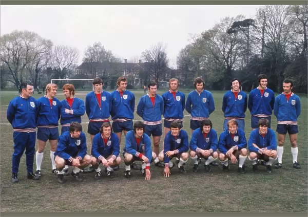 The England squad to face Greece at Wembley in 1971