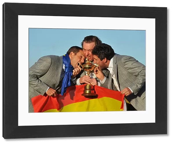 Europes victorious Spanish trio of Sergio Garcia, Miguel Angel Jimenez and Jose Maria Olazabal at the 2010 Ryder Cup