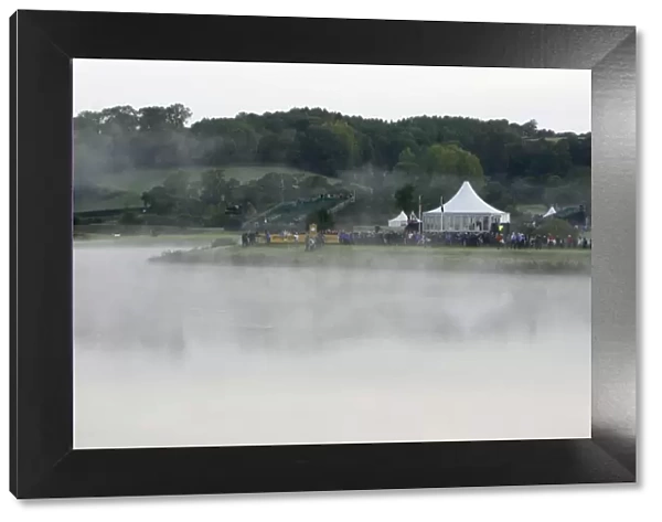 Mist rises off the lake between the 6th fairway and the 13th tee at Celtic Manor during the 2010 Ryder Cup