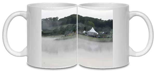 Mist rises off the lake between the 6th fairway and the 13th tee at Celtic Manor during the 2010 Ryder Cup