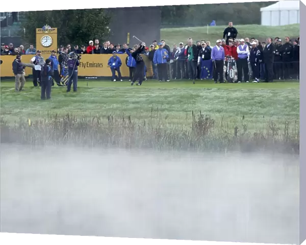 Martin Kaymer tees in the mist during the 2010 Ryder Cup