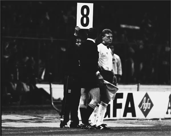 Paul Gascoigne comes off the bench to make his England debut in 1988