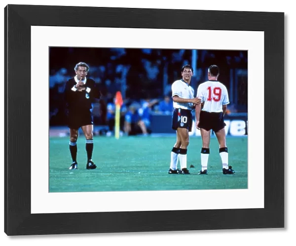Gary Lineker consoles Paul Gascoigne during the semi-final against West Germany at Italia 90