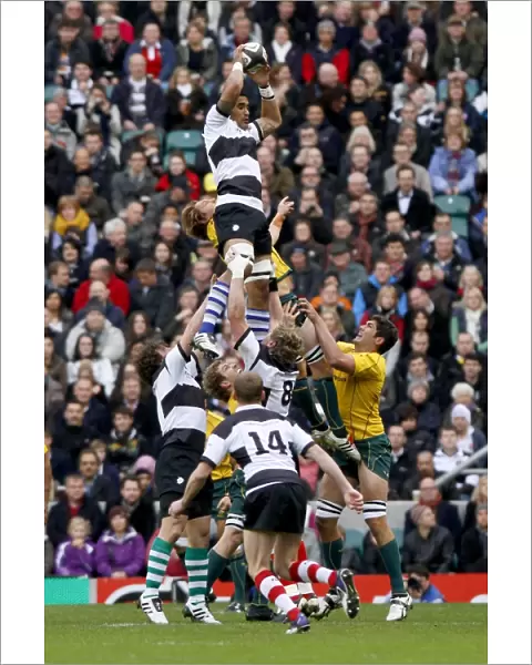 Jerome Kaine wins a line-out for the Barbarians in 2011