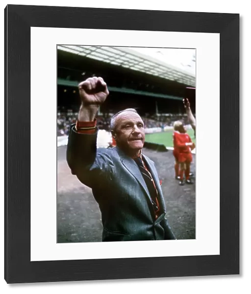Bill Shankly says farewell to the fans after his last game as Liverpool manager