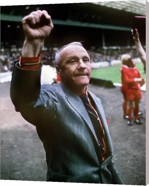 Bill Shankly says farewell to the fans after his last game as Liverpool manager