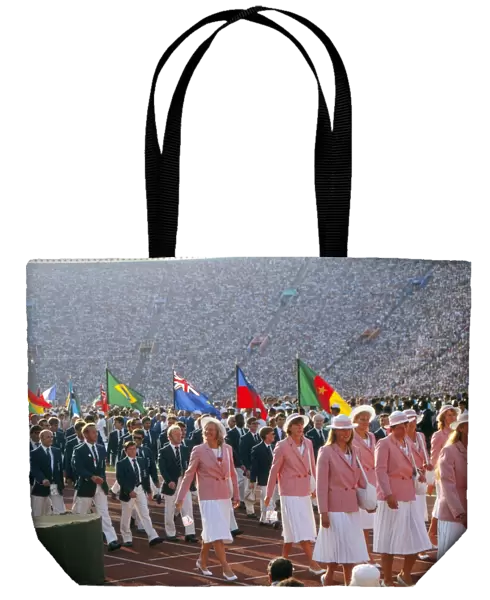 Mary Peters during the opening ceremony of the 1984 Los Angeles Olympics
