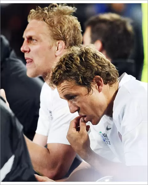 Jonny Wilkinson reflects from the bench during his last appearance for England