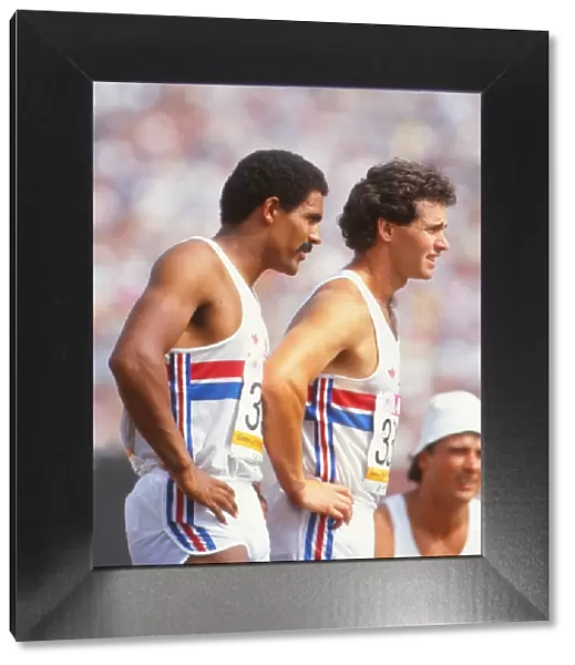 Daley Thompson and Brad McStravick during the 1984 Los Angeles Olympics