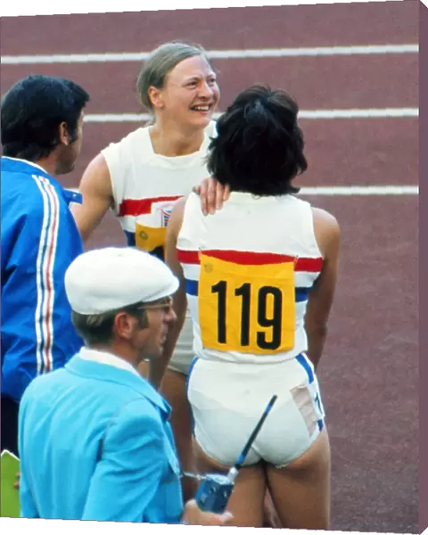 Mary Peter realises she has won gold at the 1972 Munich Olympics