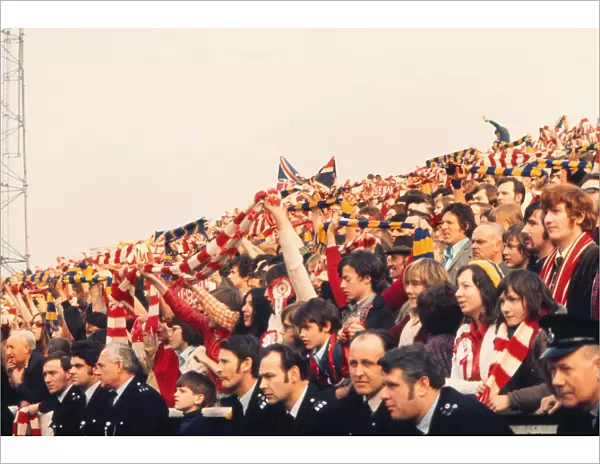 Arsenal fans watch their side take on Leyton Orient in the 1972 FA Cup