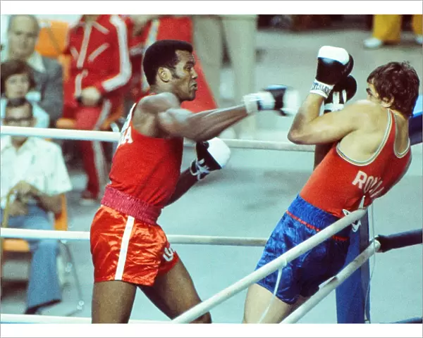 Teofilo Stevenson on the way to winning gold at the 1976 Montreal Olympics