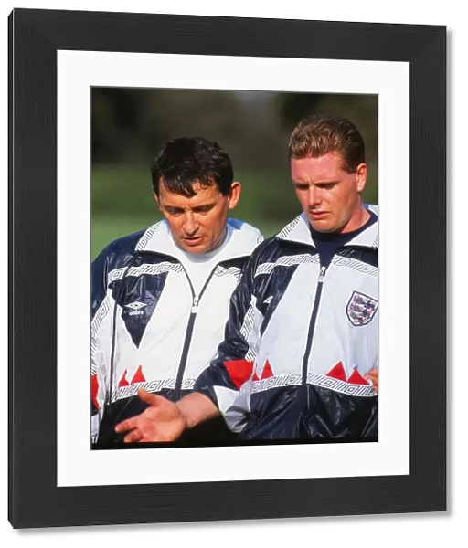 Paul Gascoigne and Graham Taylor during England training in 1990