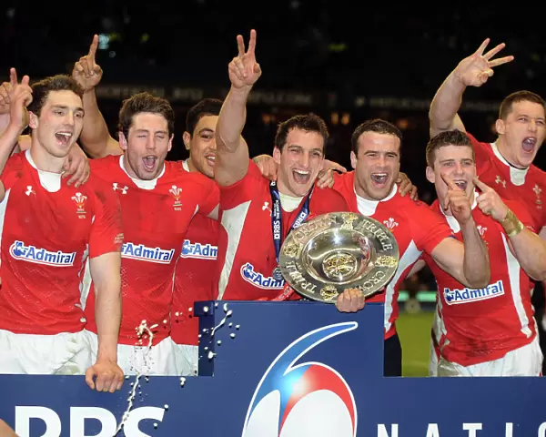 Wales celebrate winnin the Triple Crown in 2012