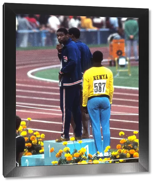 Olympic 400m winner Vince Matthews shows his disinterest in the medal ceremony in Munich in 1972