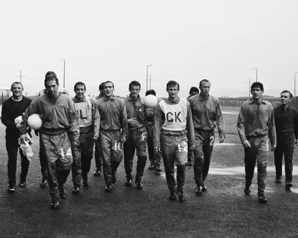 Chelsea players train near Blackpool in 1966