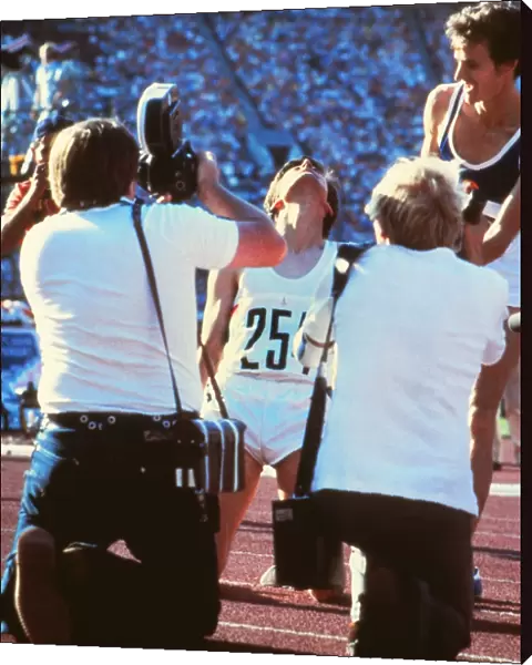 Seb Coe falls to his knees after winning 1500m gold at the 1980 Olympics