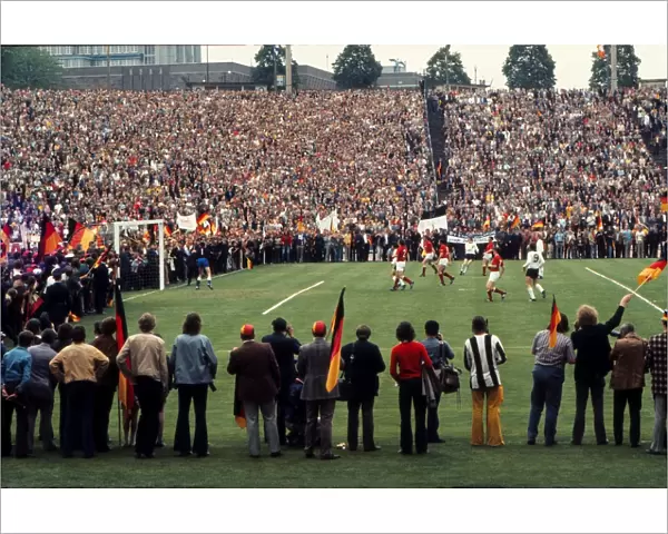 West German fans prepare to invade the pitch in the final moments of Euro 72