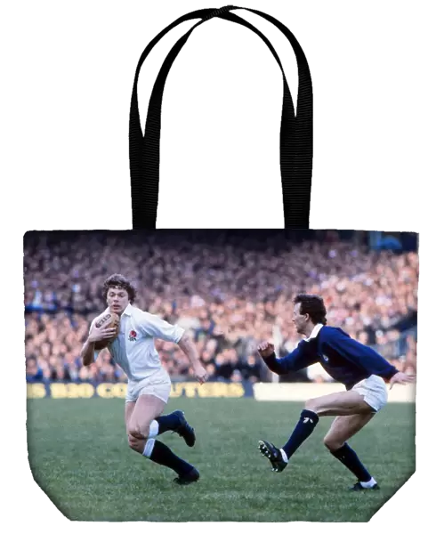 Englands John Carleton on the ball against Scotland - 1980 Five Nations