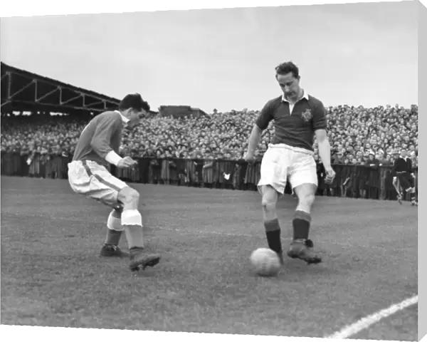 Ireland captain Con Martin on the ball during the 1950 British Home Championship