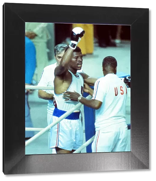 Leon Spinks celebrates his gold medal at the 1976 Montreal Olympics